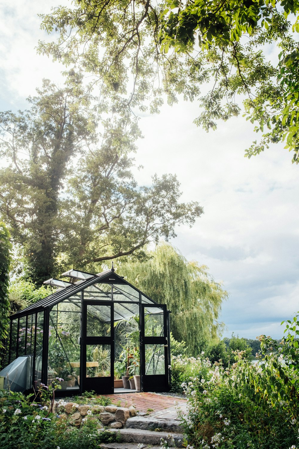 a gazebo in a garden