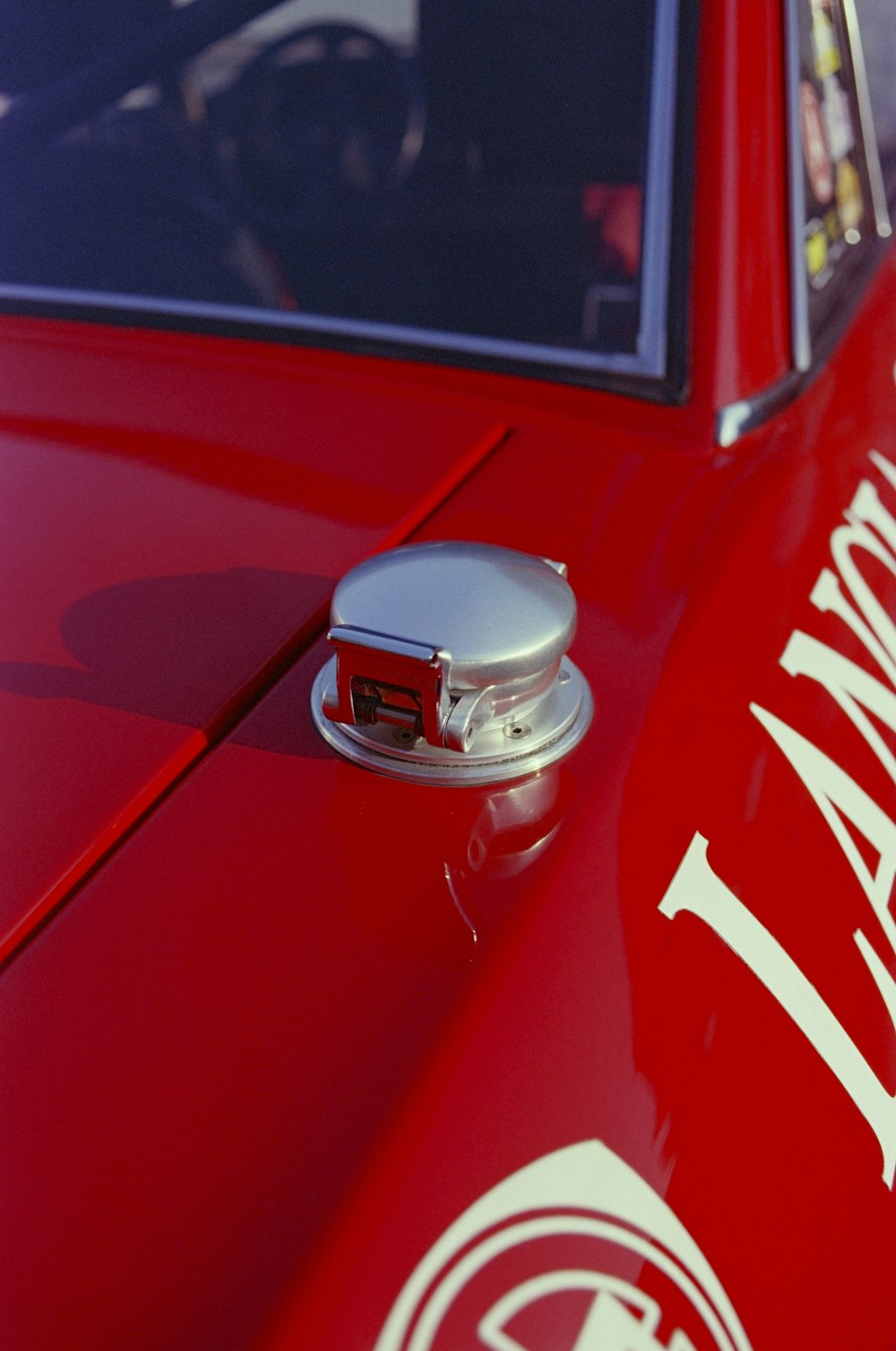 a close up of a car's door handle