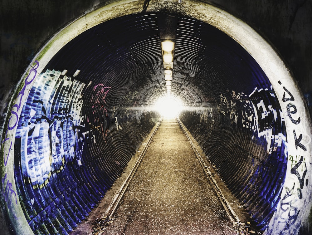 a tunnel with a light