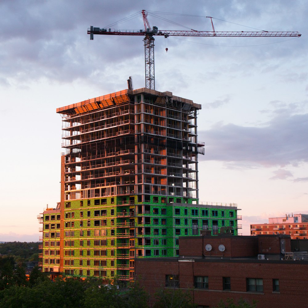 a crane on top of a building