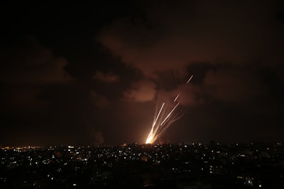 lightning striking a city