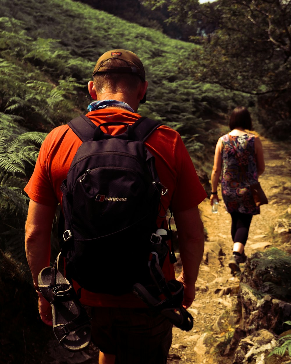 a man and woman hiking