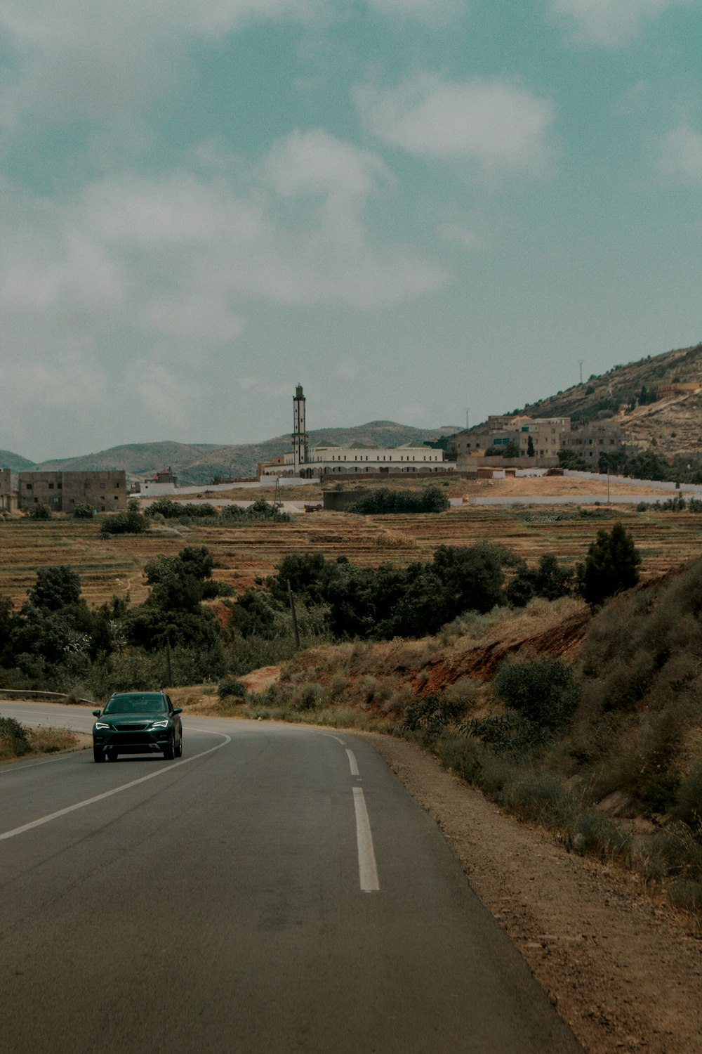 a car driving down a road