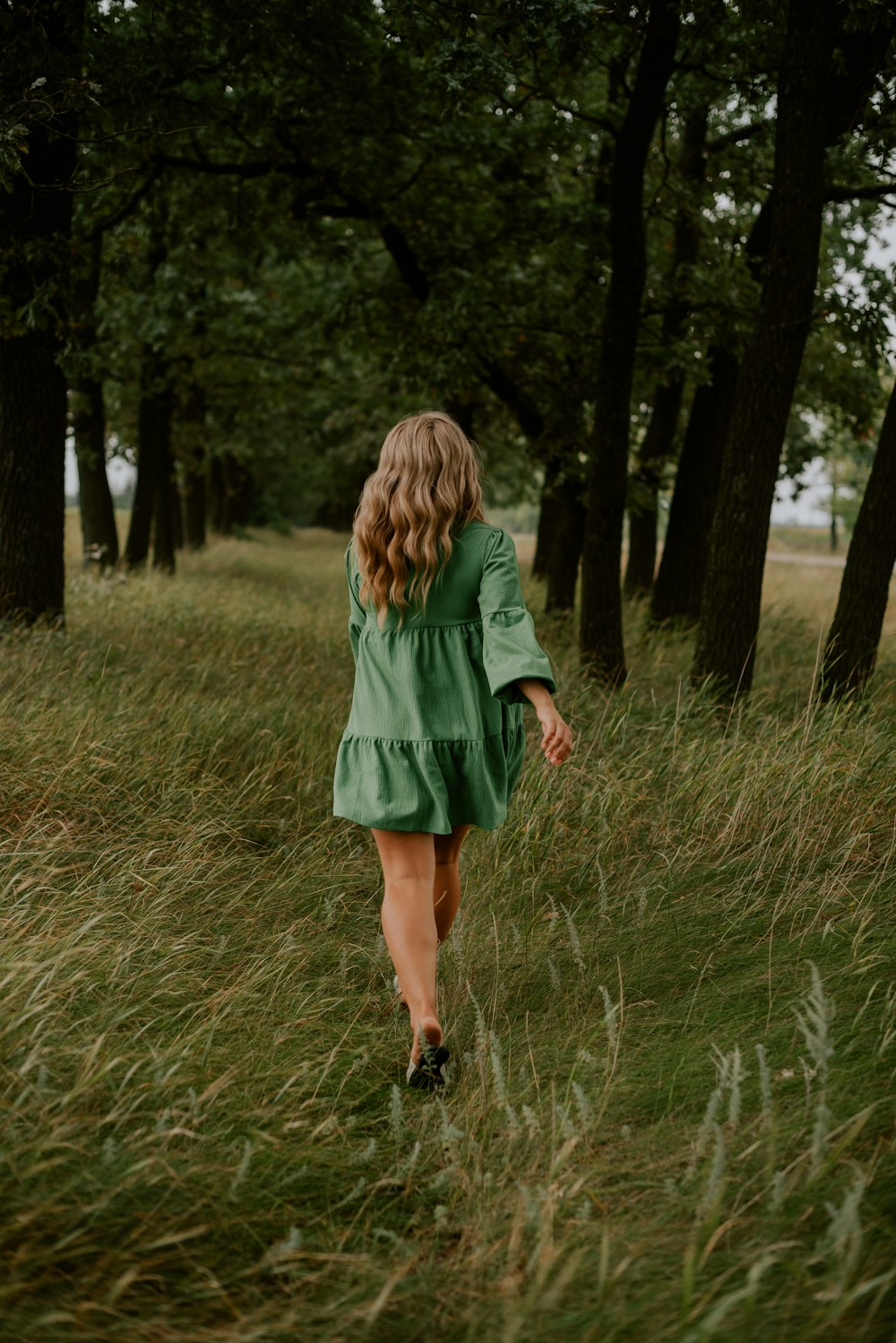 a person walking through tall grass