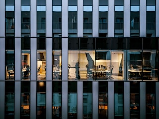 a tall glass building