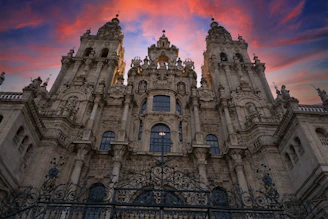 Sunset view of the Santuario de Las Lajas highlighting its intricate architecture.