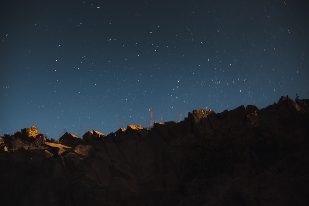 a sky view looking up at the side of a mountain