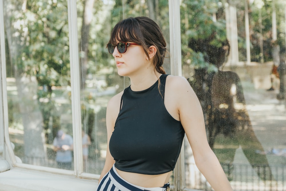 a woman wearing sunglasses