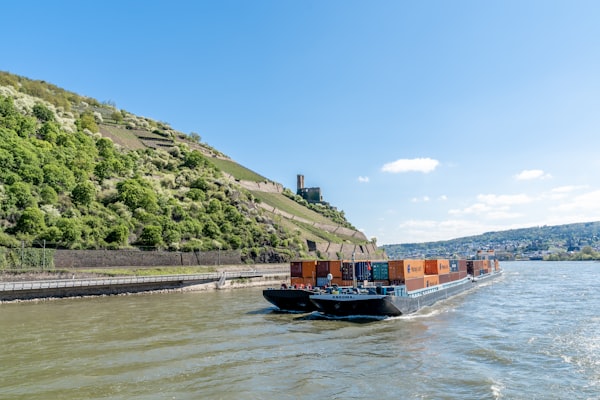 Containerschiffe und Kräne im Hafen
