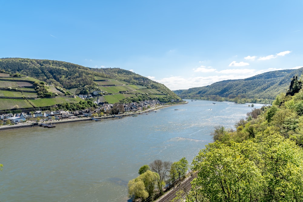 a river with a town by it with Douro in the background