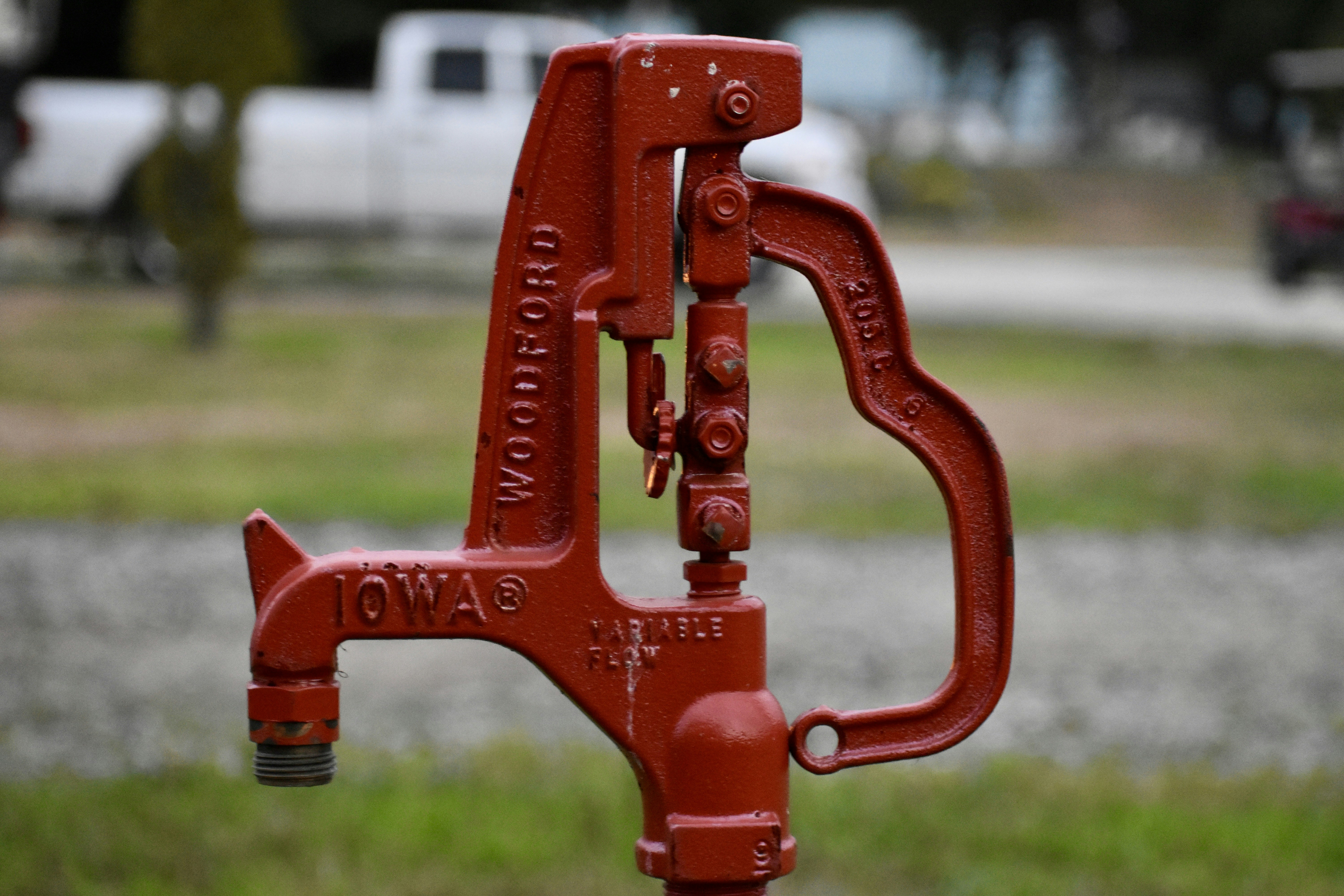a red metal object