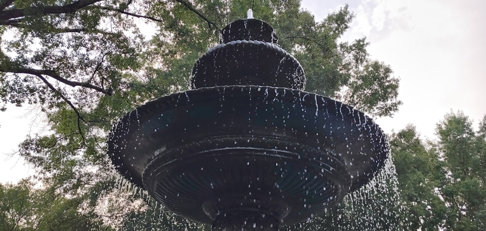 a black dome with trees in the background