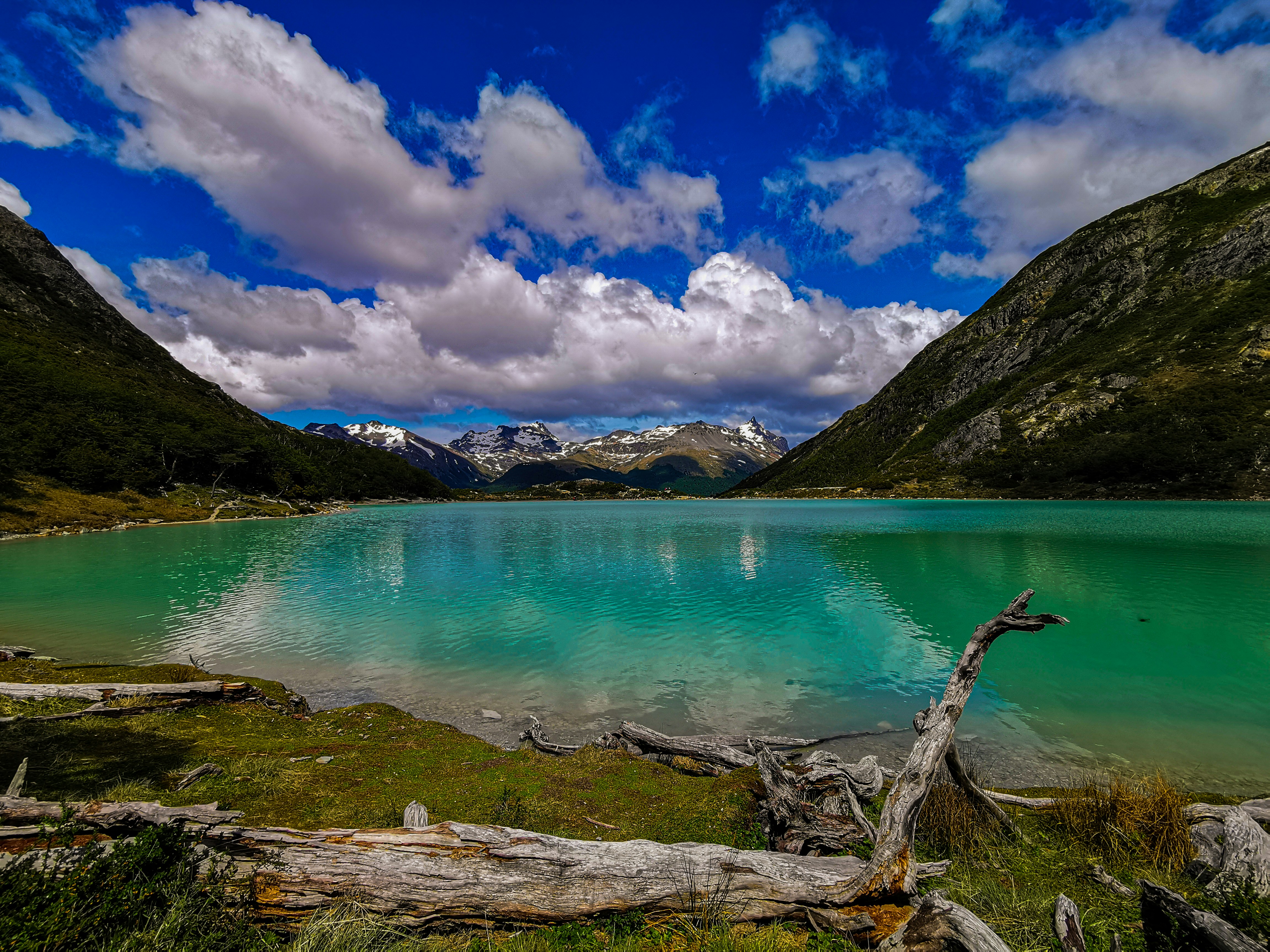 a lake surrounded by mountains