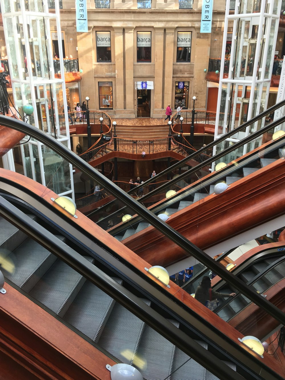 a group of people walking down a flight of stairs