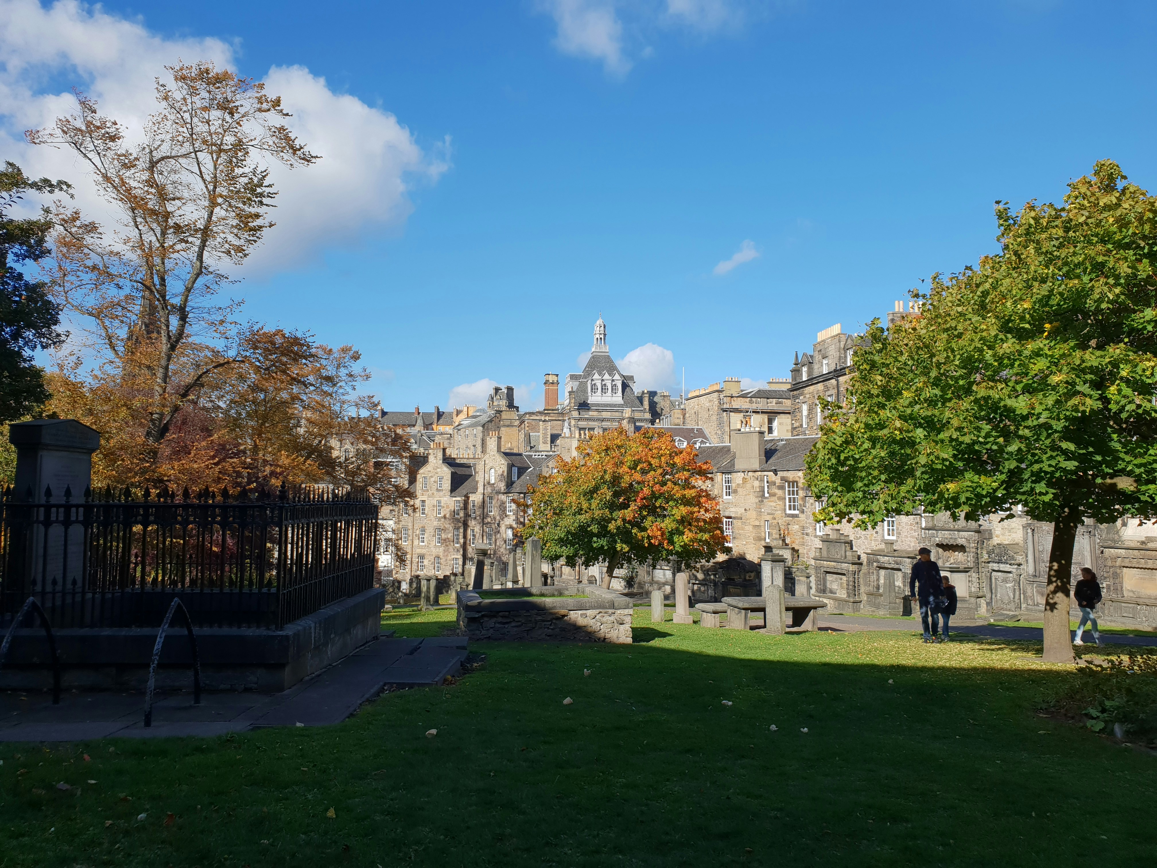 Old gravestones in a historic Edinburgh burial ground