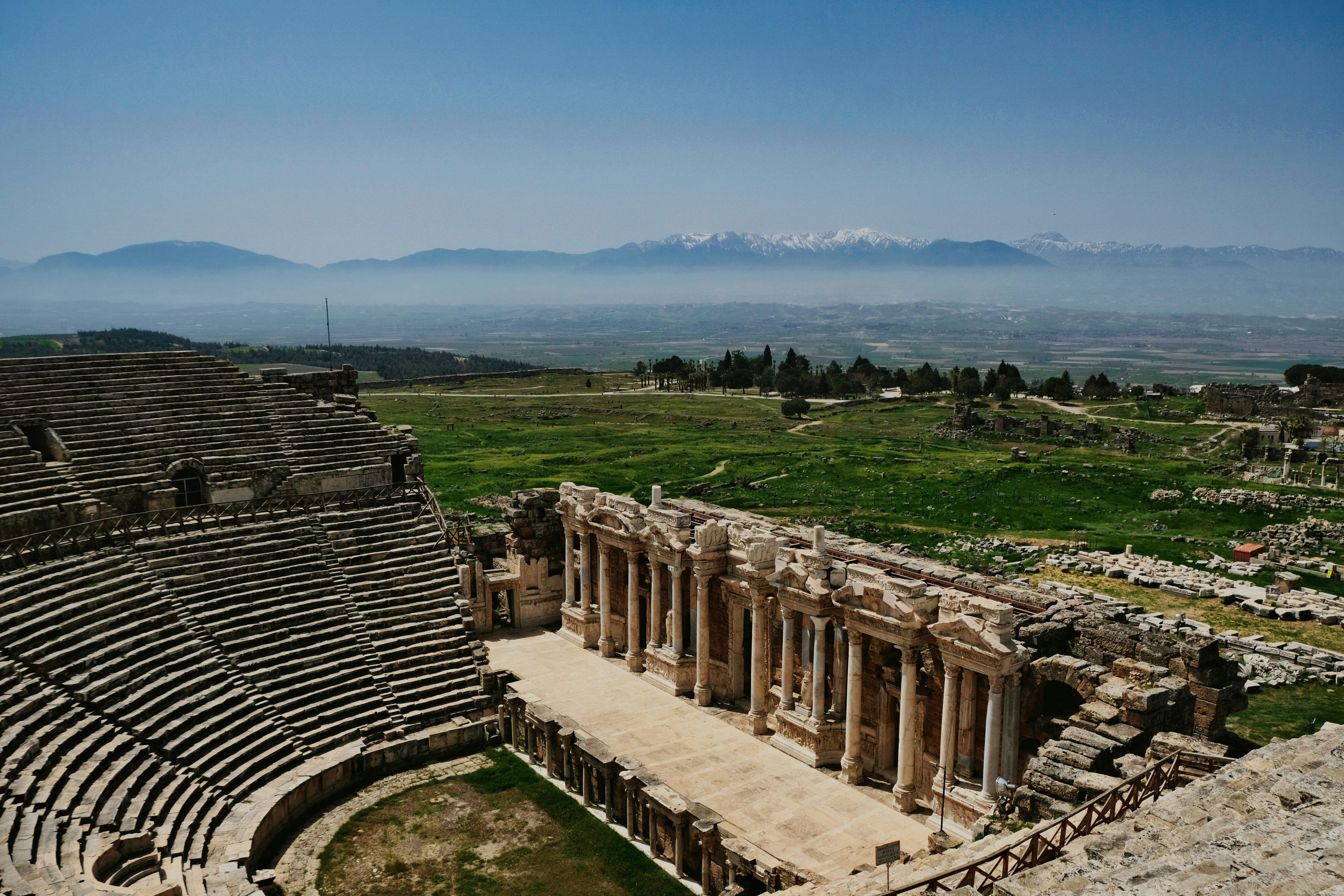 an ancient building with many columns