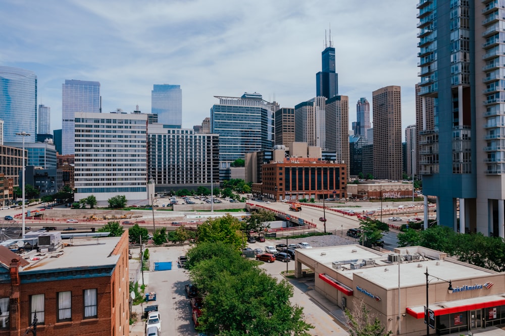 a city with tall buildings