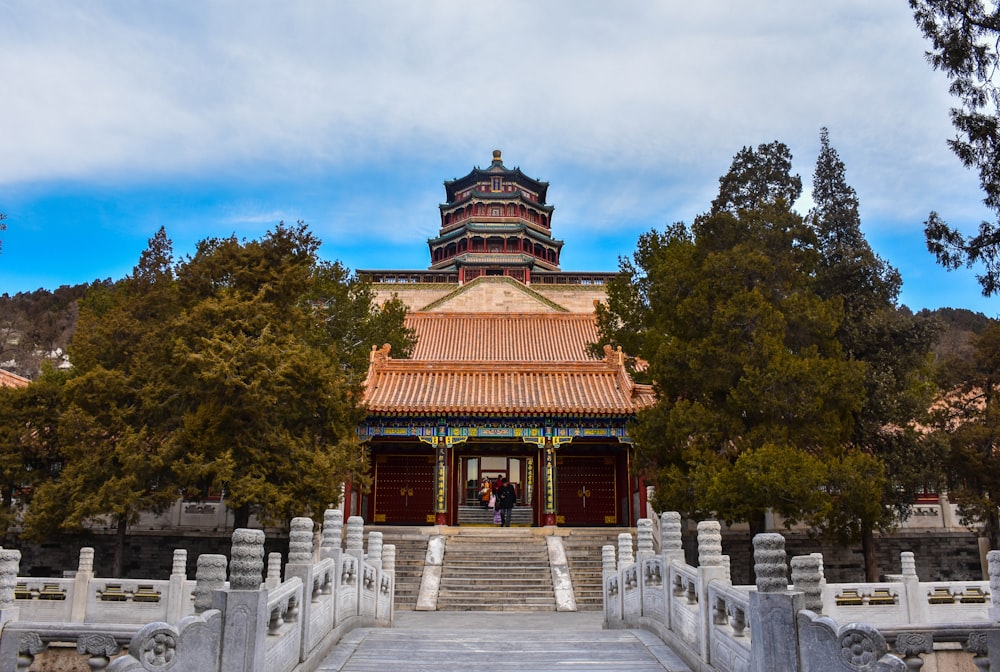 Summer Palace with stairs and trees around it