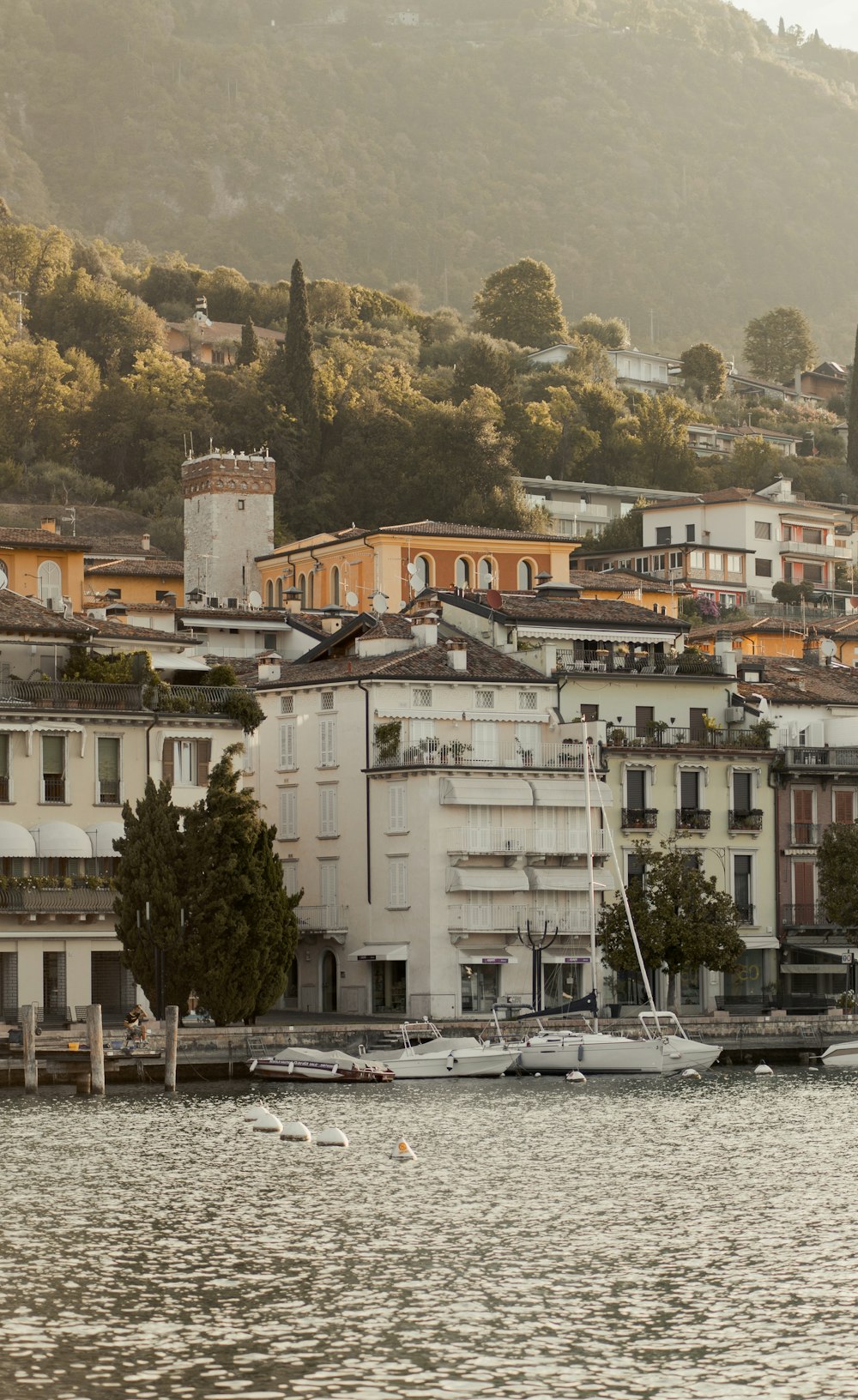 a group of buildings next to a body of water