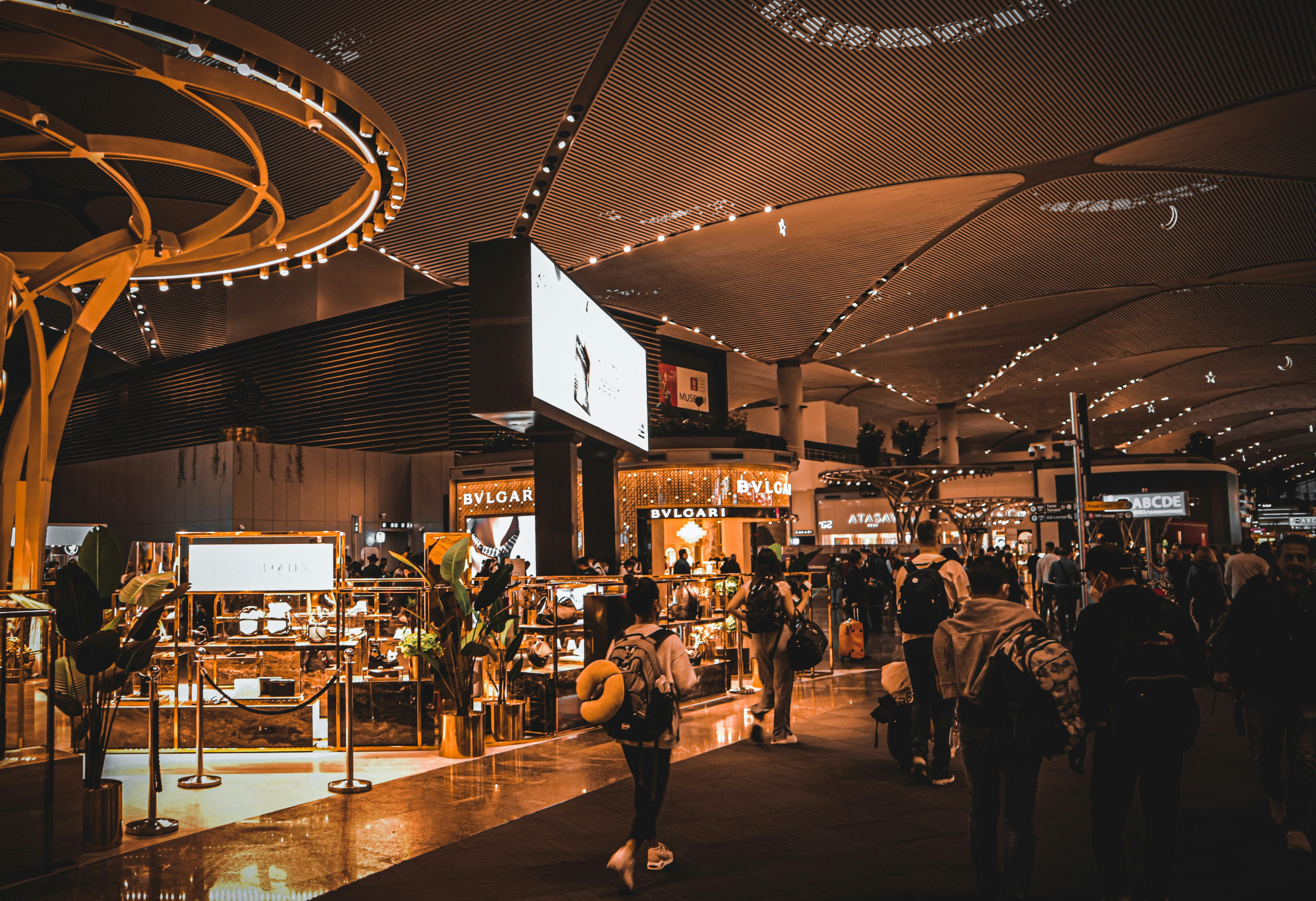 a group of people at a convention, 