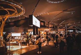 a group of people at a convention
