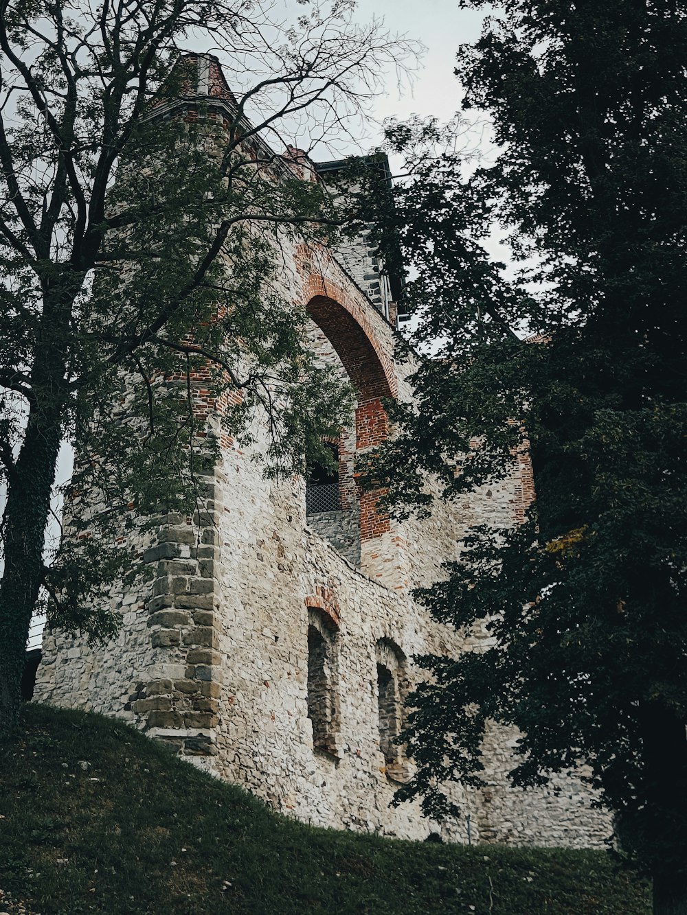 a brick building with a tower