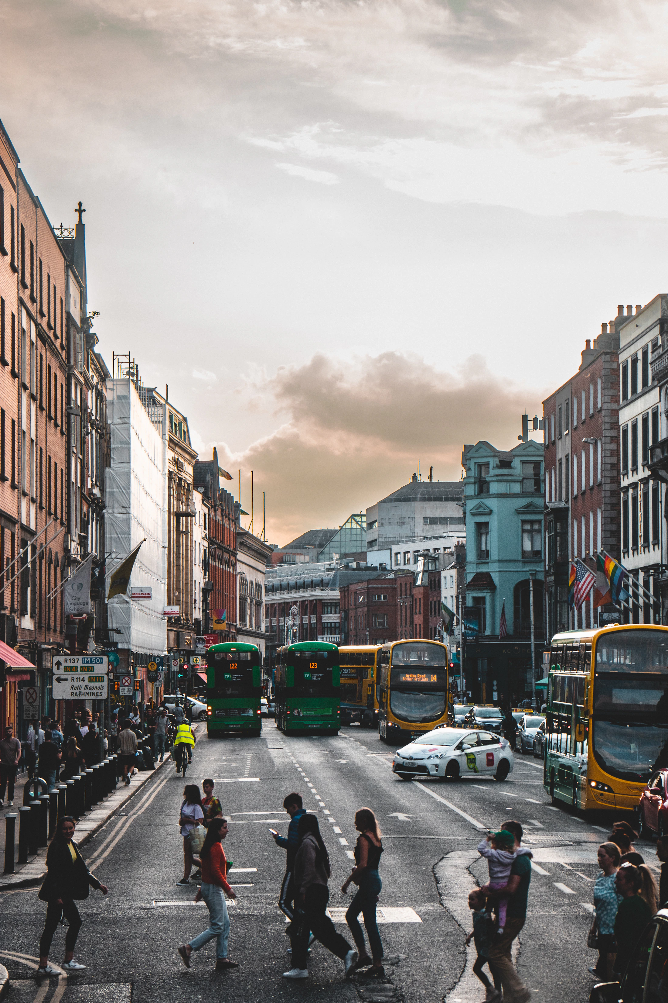 A lively street in Dublin, Ireland