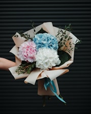 a person holding flowers