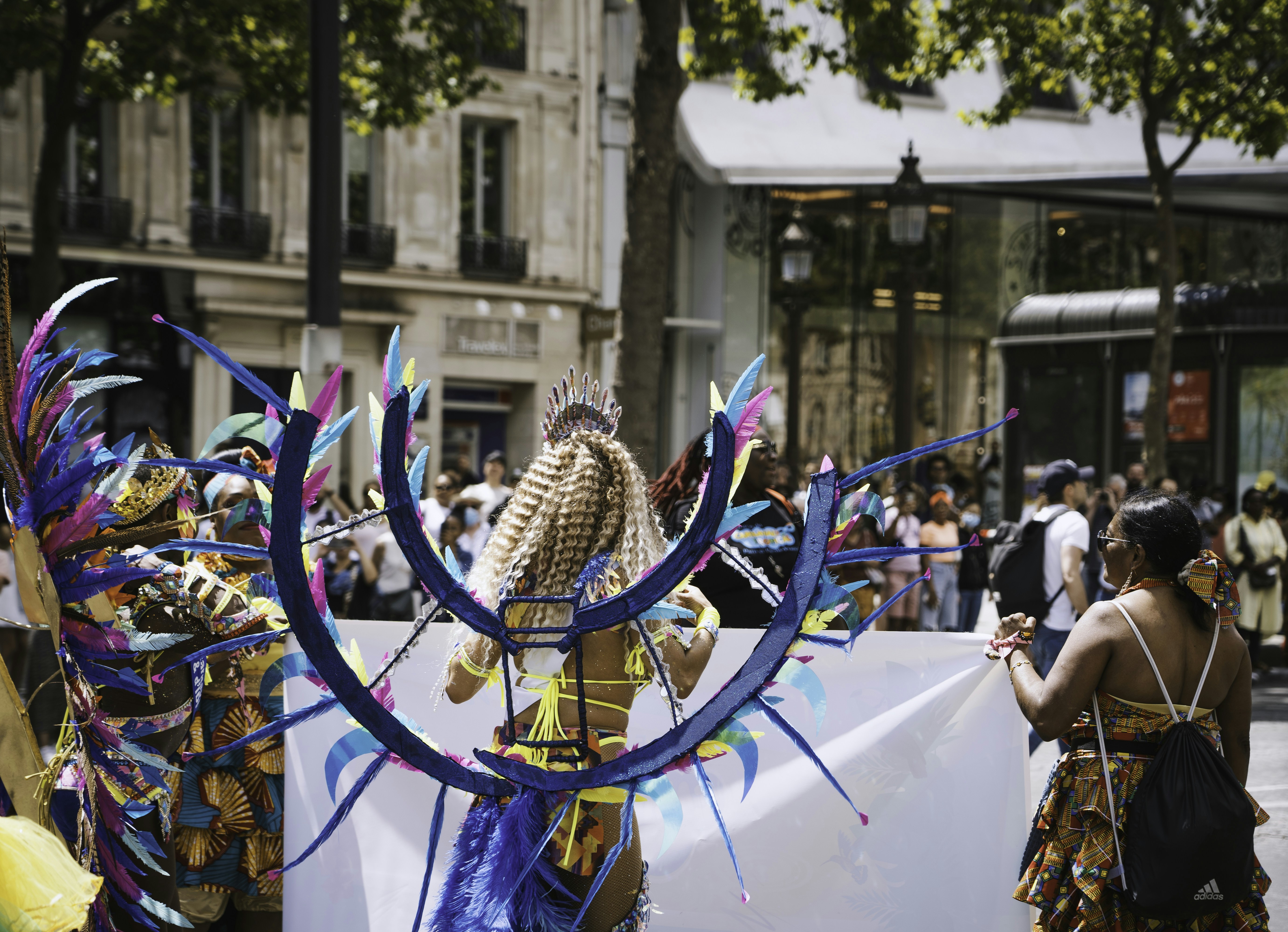 a person in a garment, Beautiful women dancing for the tropical carnival in Paris 🇫🇷
