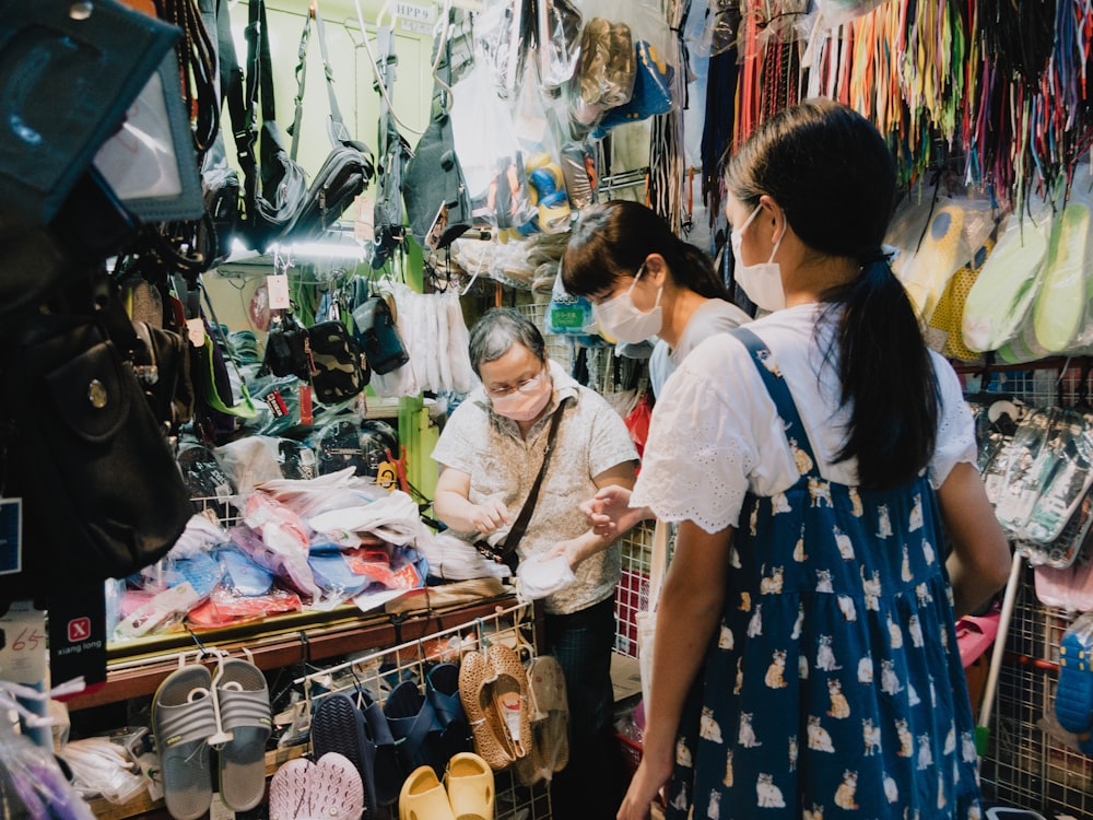 a group of people in a store