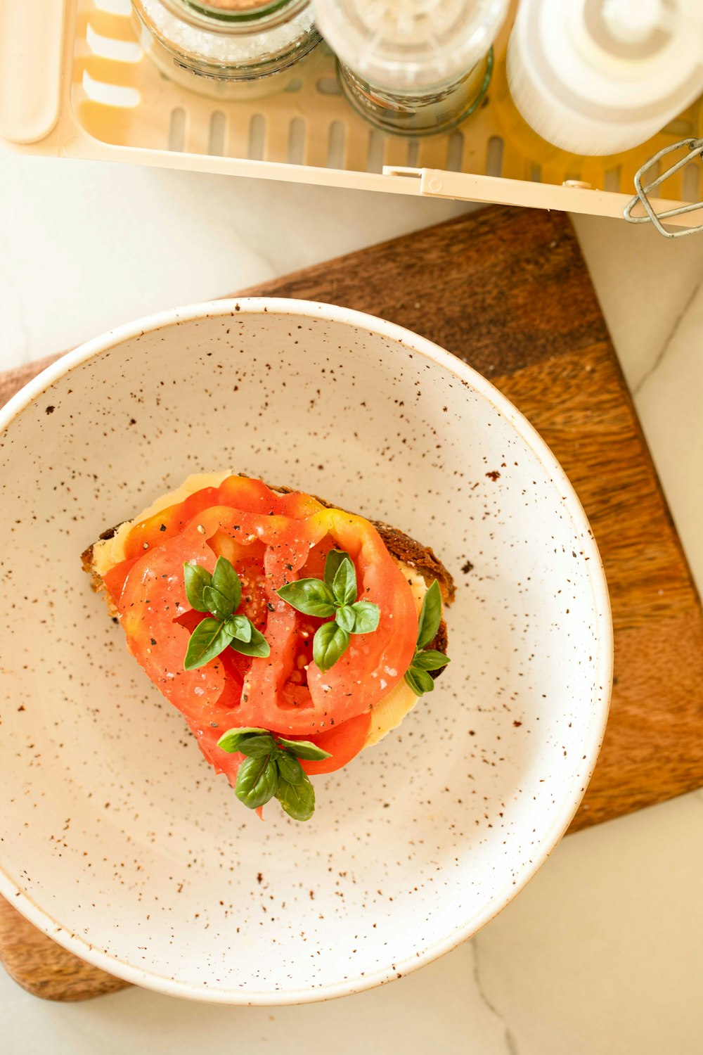 a plate with food on it