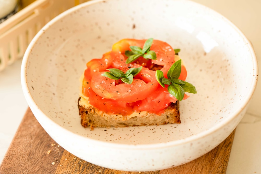 a plate with food on it