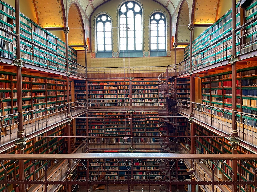 a library with many books