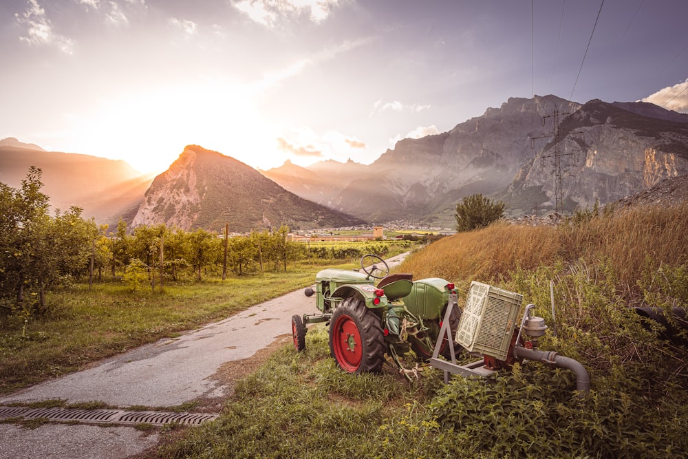 a tractor on a road