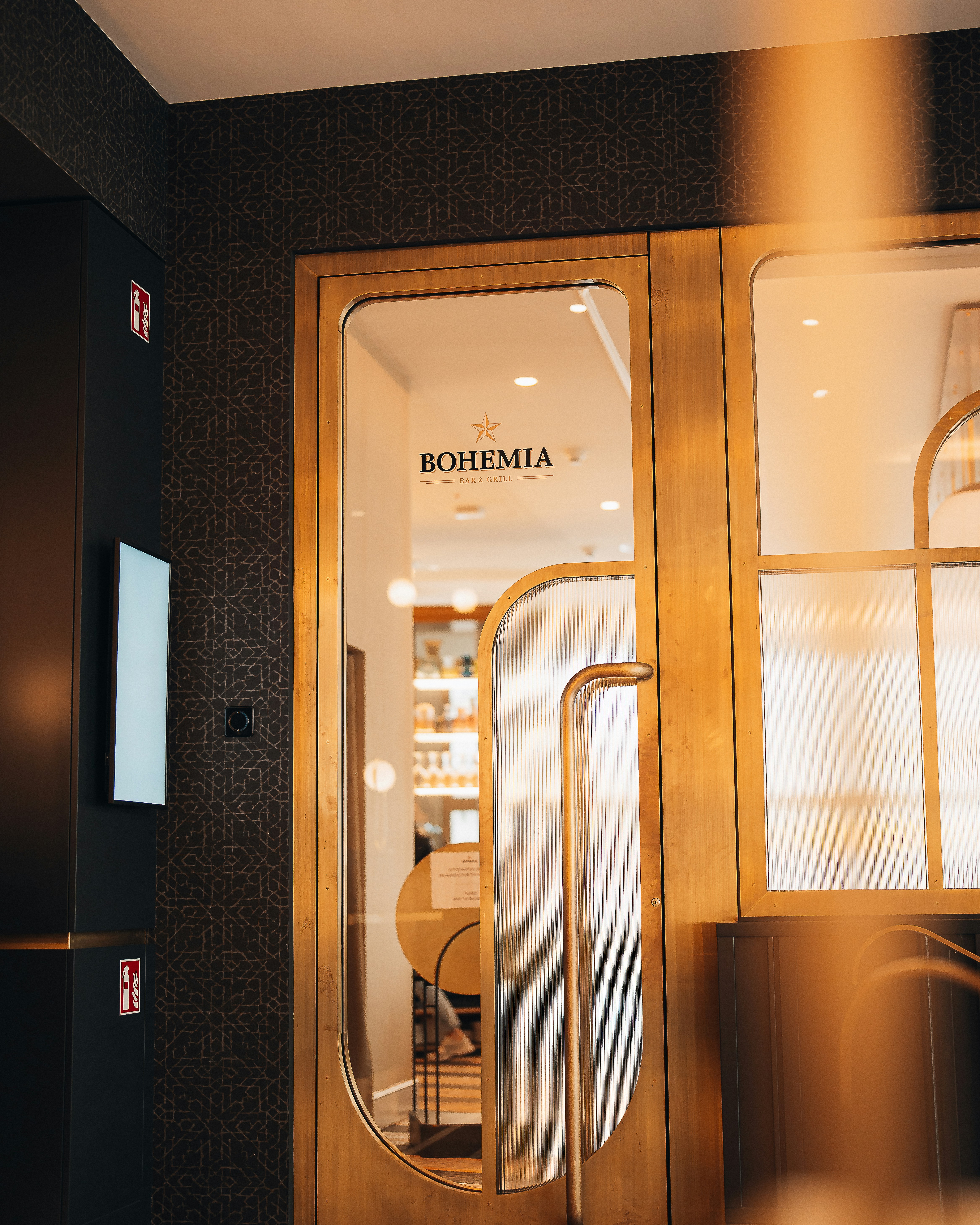 a door with a glass window