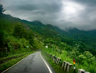 a road going through a valley