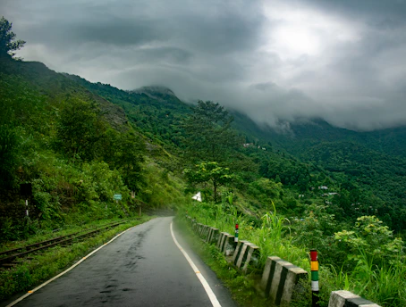 a road going through a valley