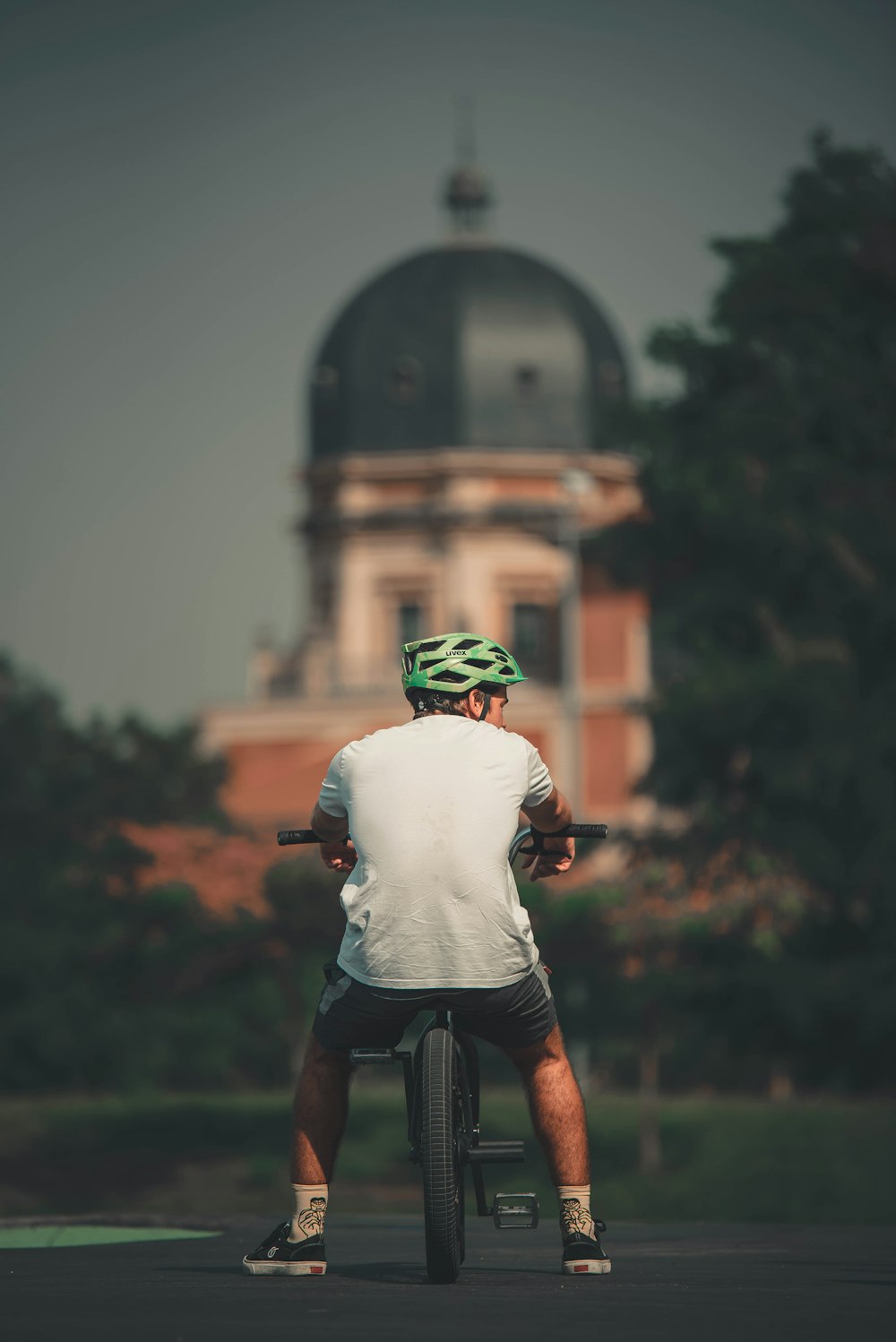 a person riding a bicycle