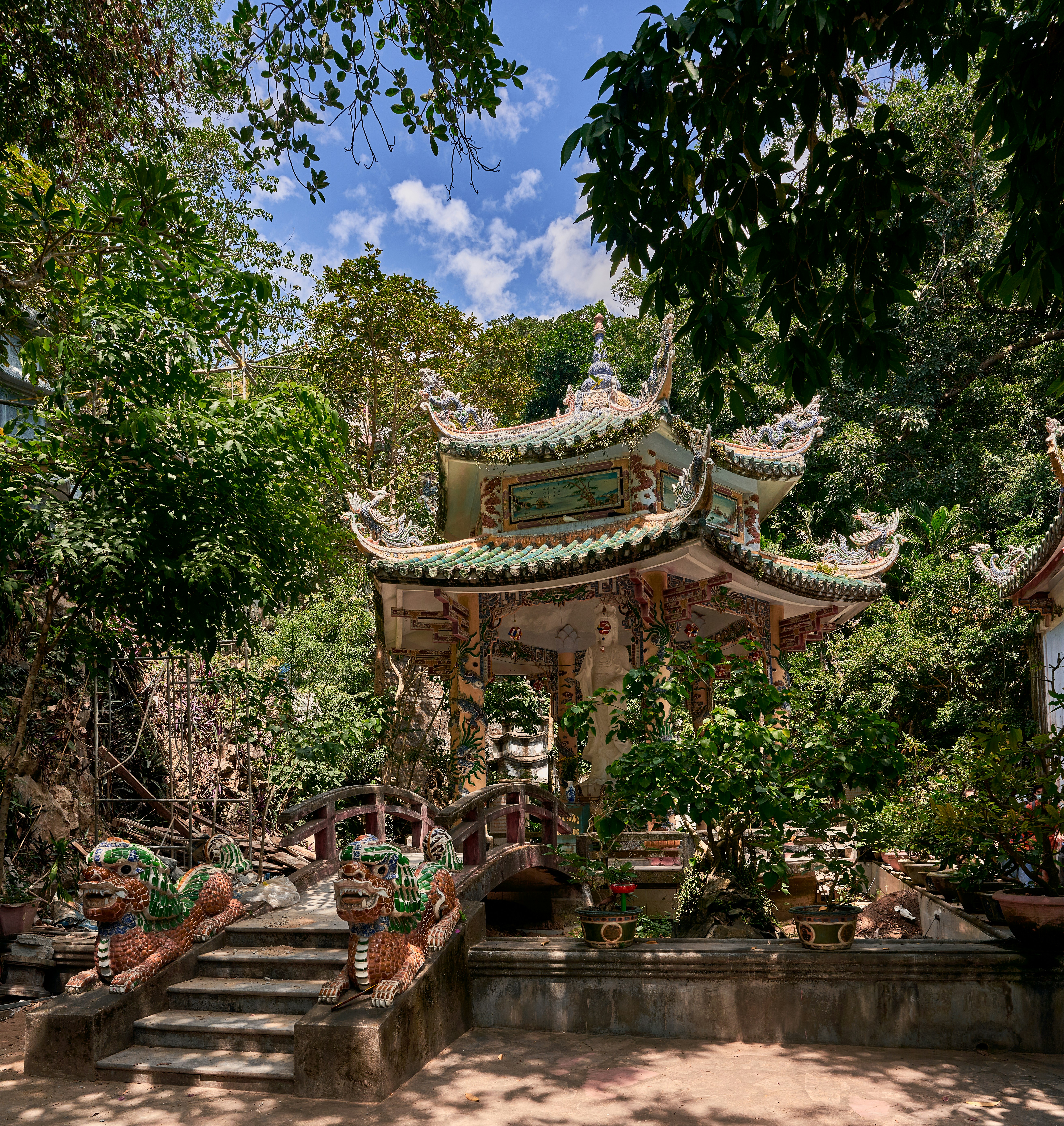 a building with trees around it