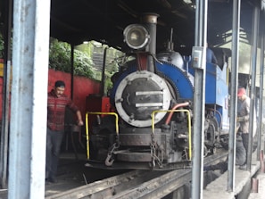 a train is parked in a station