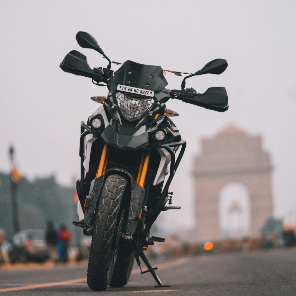 a motorcycle parked on a street