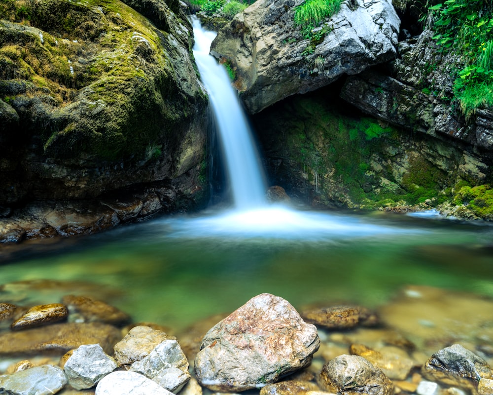 a waterfall over rocks