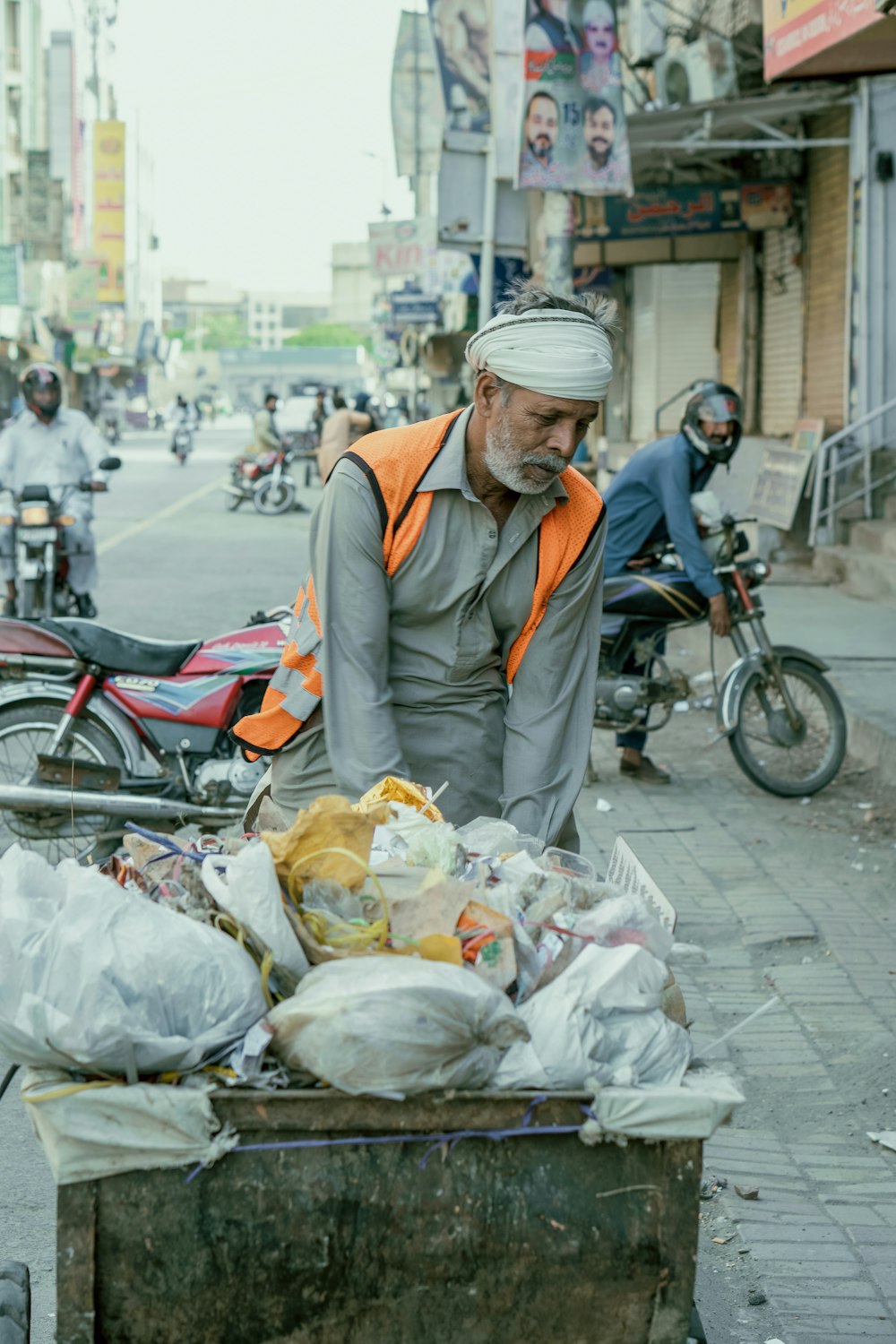 a man selling food on the street