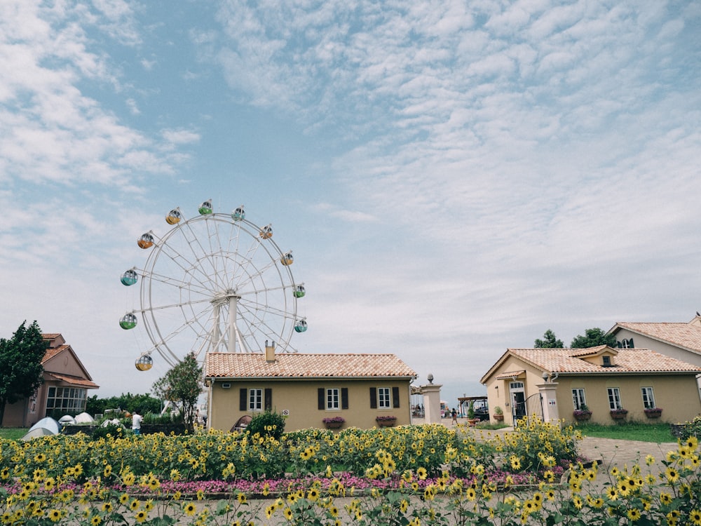 a large ferris wheel in a town
