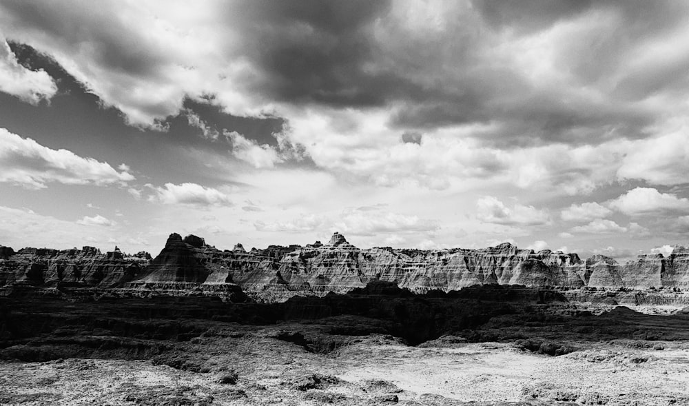 a rocky landscape with clouds