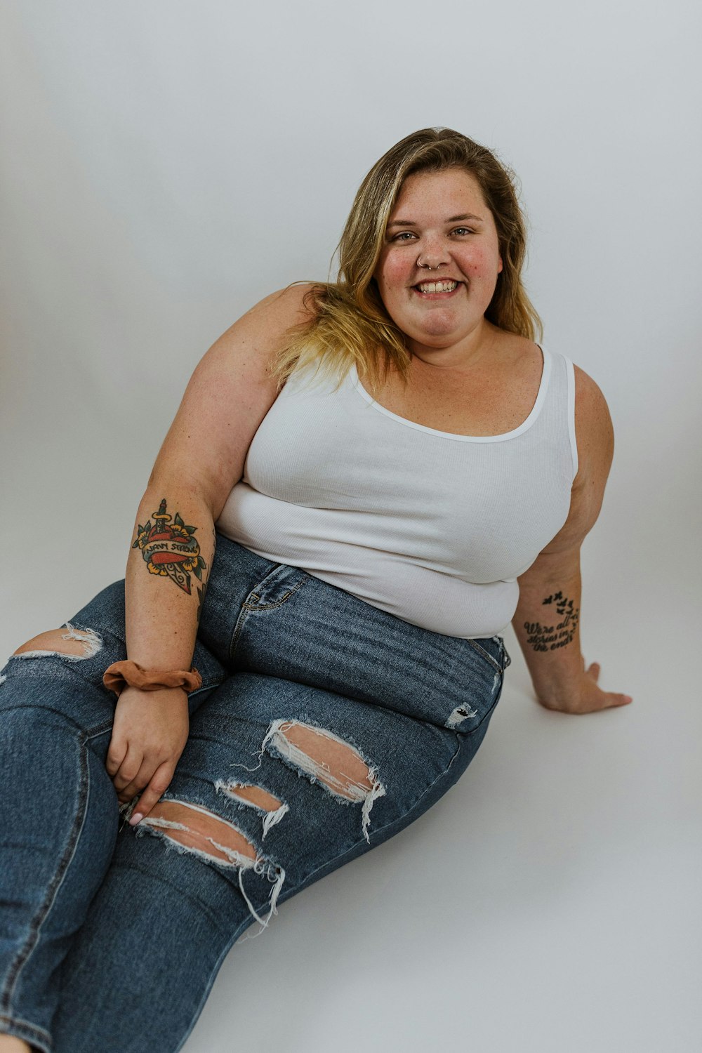 a woman sitting on a chair