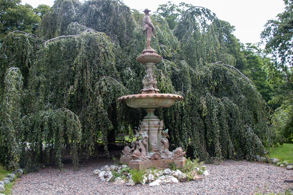 a statue in a garden