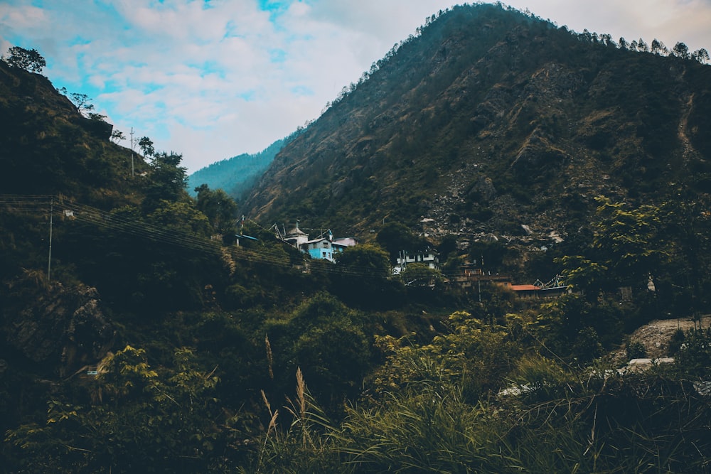 a small village in the valley between mountains