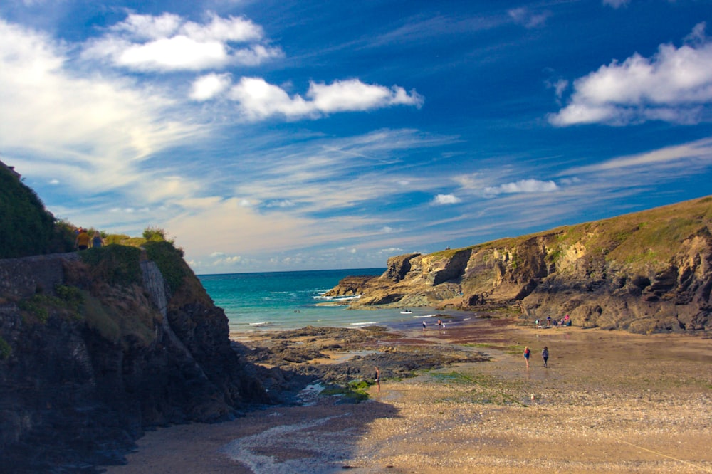 people walking on a beach