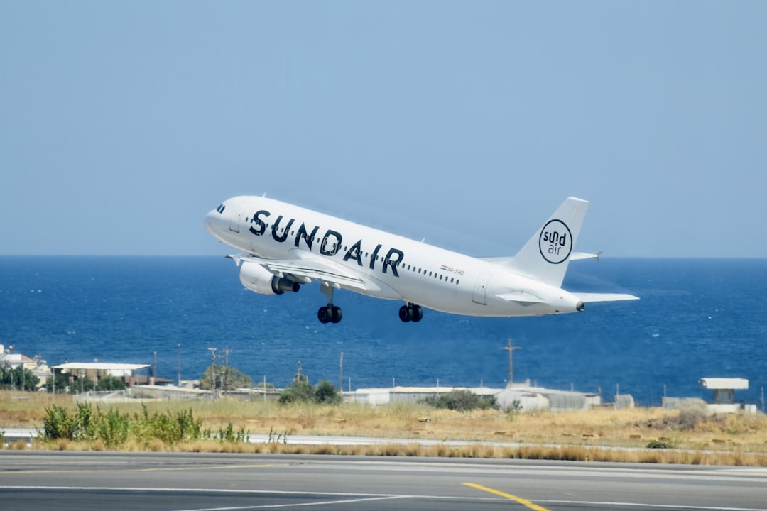 an airplane taking off,